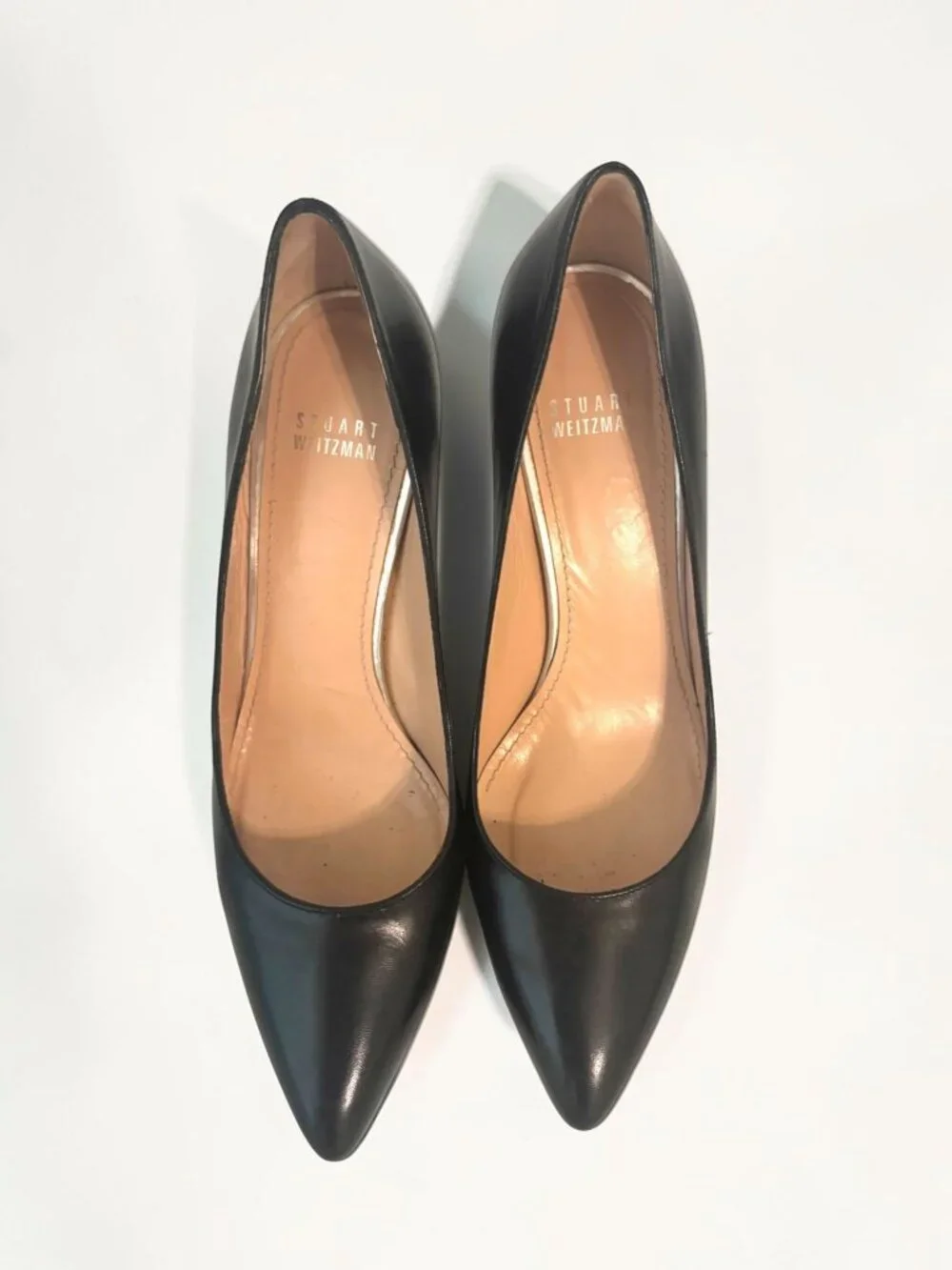 Stuart Weitzman Black Leather Pointed-Toe Pumps Size 9